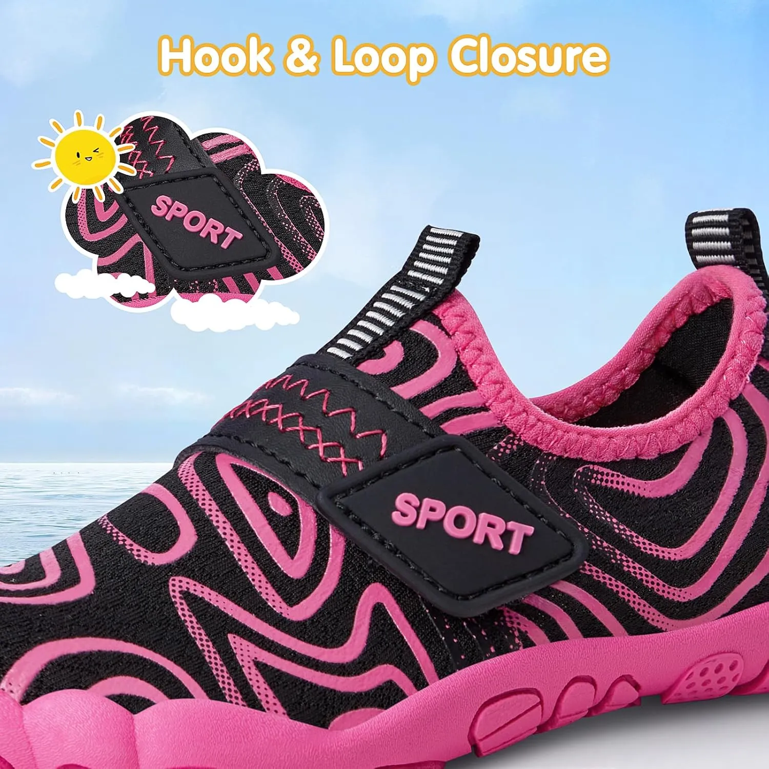 ATHMILE Kids Water Shoes Boys Girls Water Shoes Quick Dry Barefoot Beach Sports Swim Pool Summer Shoes(Little Kid/Big Kid)