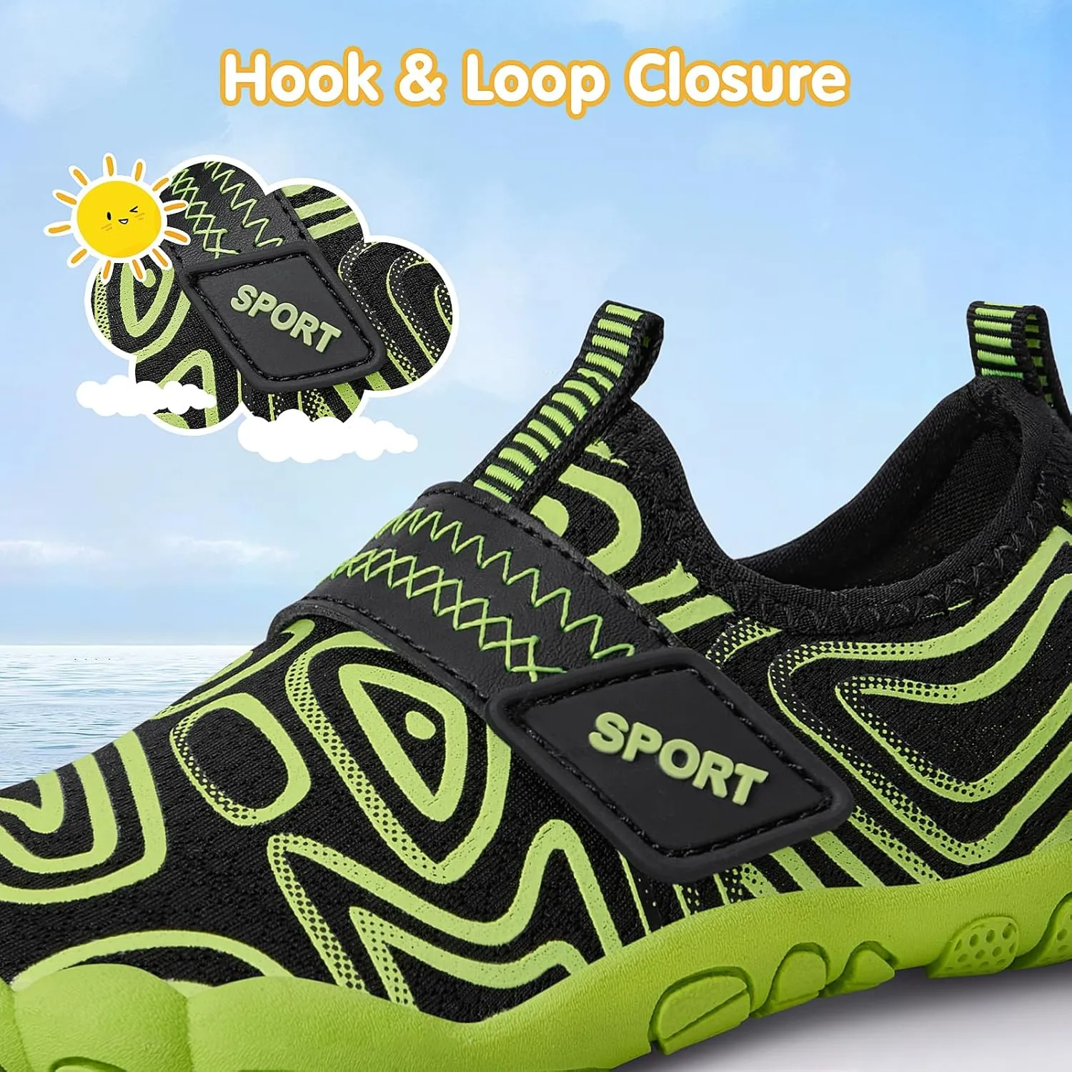 ATHMILE Kids Water Shoes Boys Girls Water Shoes Quick Dry Barefoot Beach Sports Swim Pool Summer Shoes(Little Kid/Big Kid)