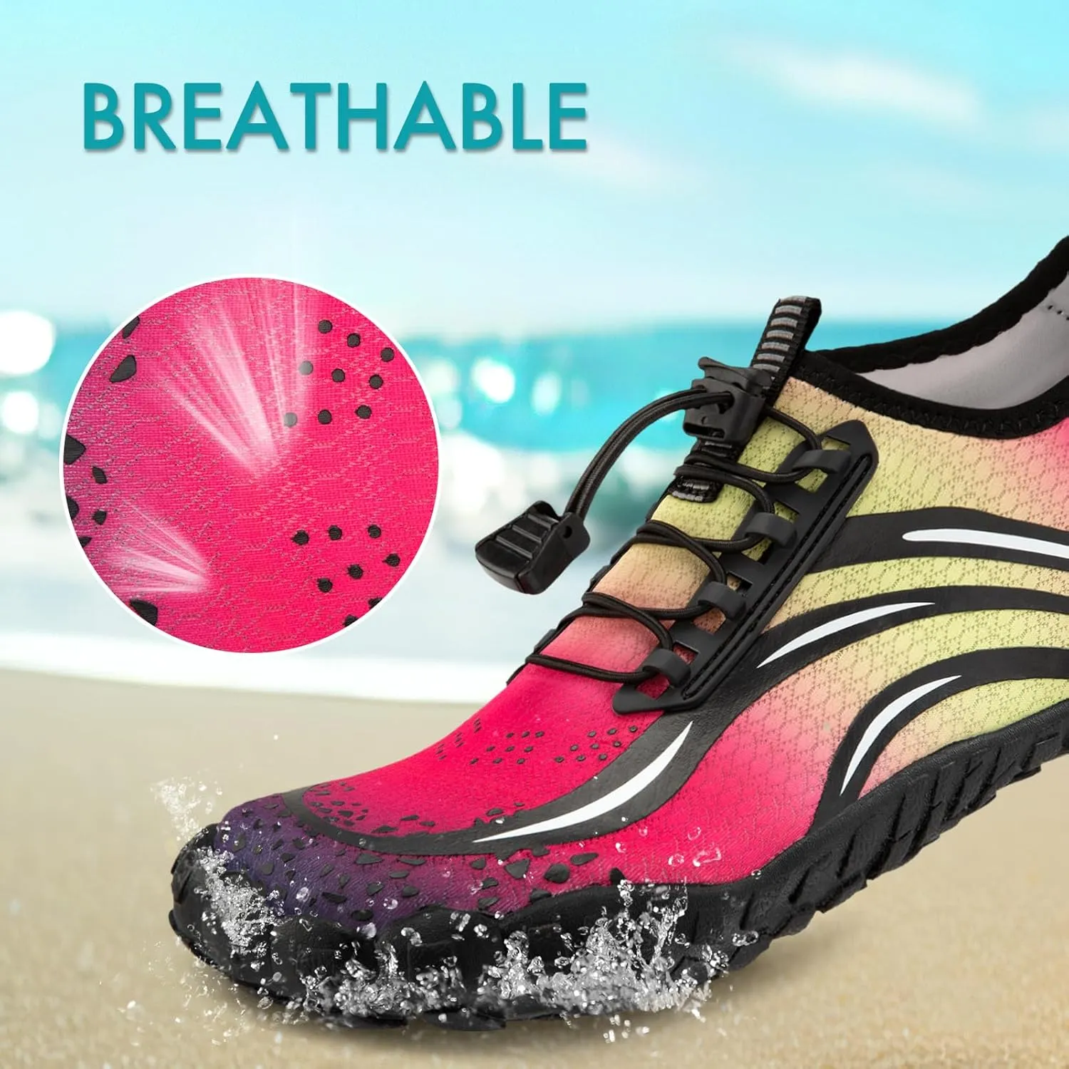 ATHMILE Water Shoes for Women Men Quick Dry Beach Barefoot Aqua Swim Shoes Non-Slip for Wading Rafting Hiking Kayaking