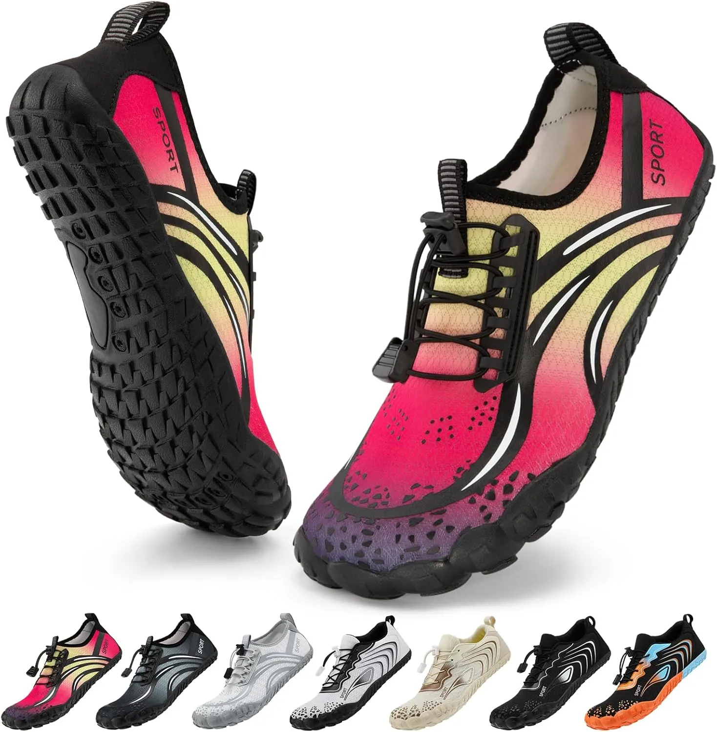 ATHMILE Water Shoes for Women Men Quick Dry Beach Barefoot Aqua Swim Shoes Non-Slip for Wading Rafting Hiking Kayaking