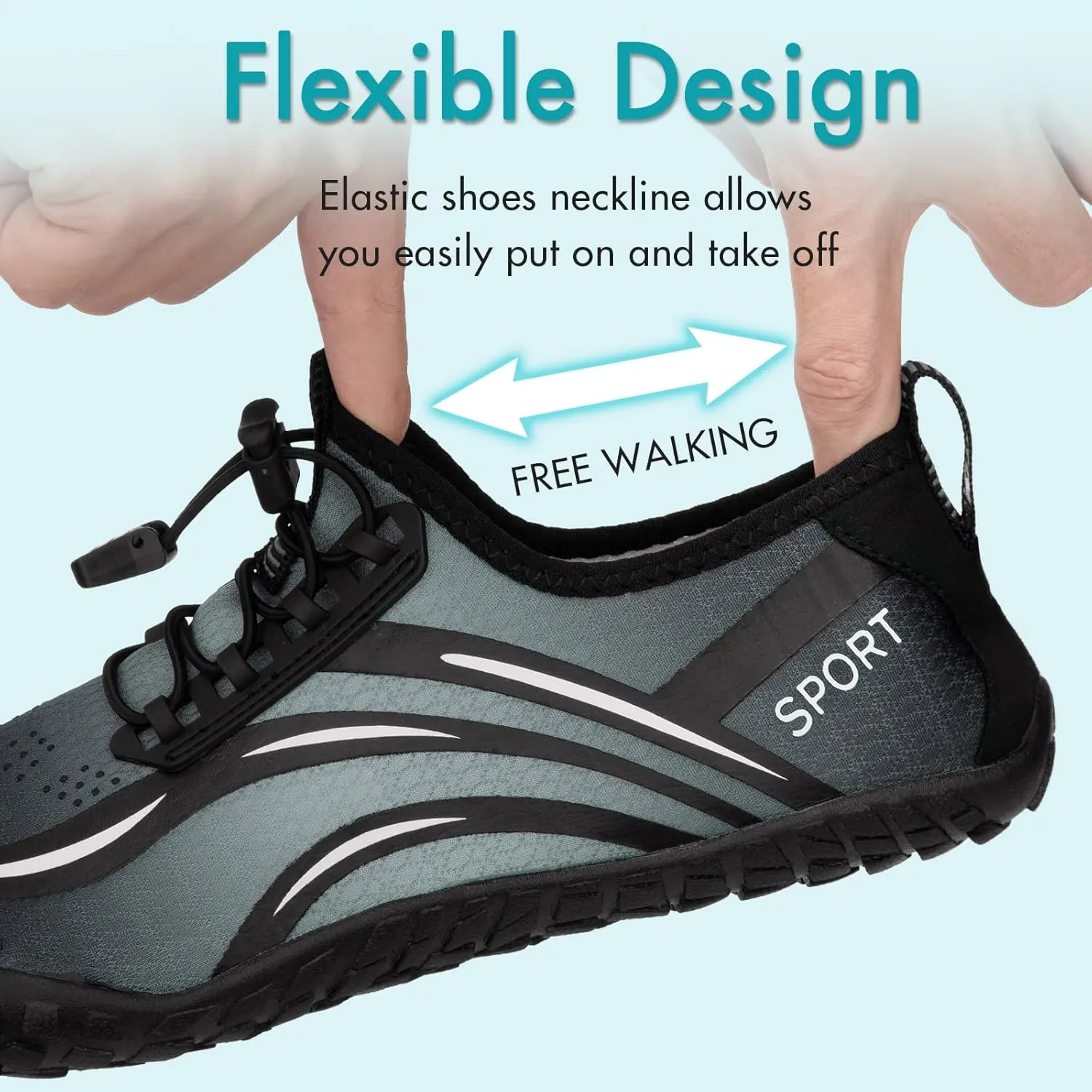 ATHMILE Water Shoes for Women Men Quick Dry Beach Barefoot Aqua Swim Shoes Non-Slip for Wading Rafting Hiking Kayaking