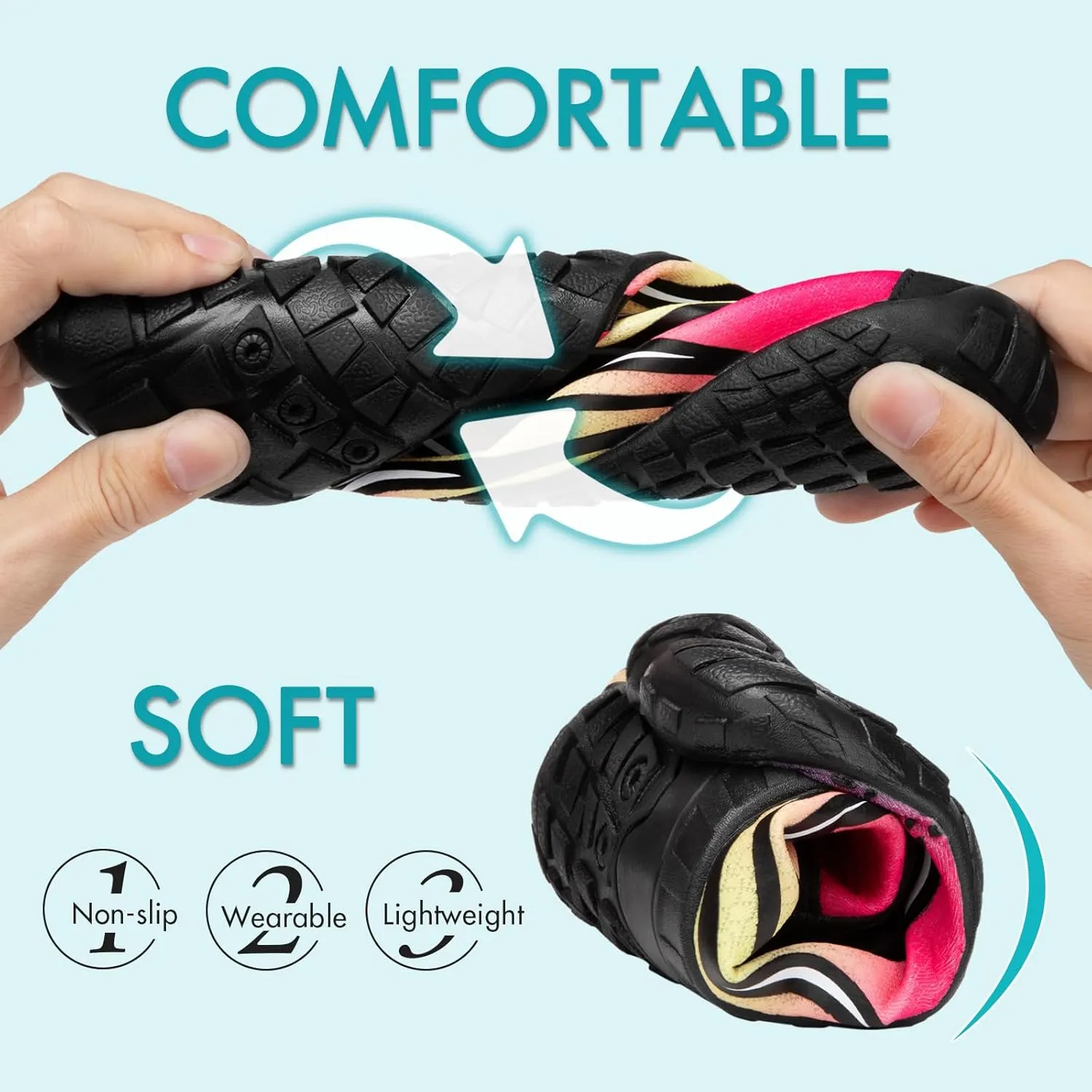 ATHMILE Water Shoes for Women Men Quick Dry Beach Barefoot Aqua Swim Shoes Non-Slip for Wading Rafting Hiking Kayaking