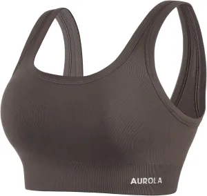 AUROLA Power Sports Bras for Women - Push Up Workout Bra Square Neck Yoga Bra Padded Low Impact Gym Bra Crop Top
