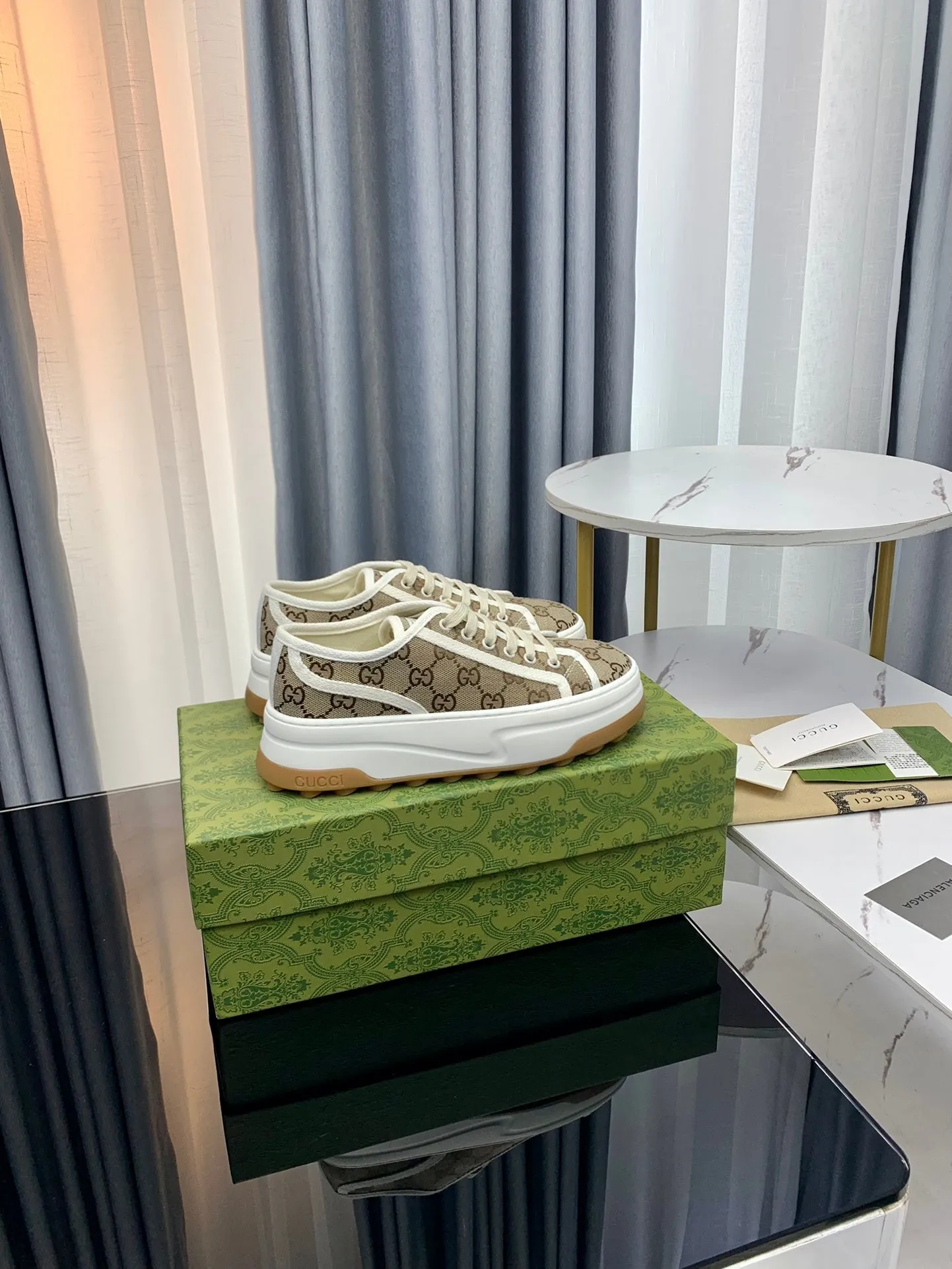 Autumn sale GG BROWN Gucci FLATFORM LIGHT Customer-focused CANVAS SNEAKER