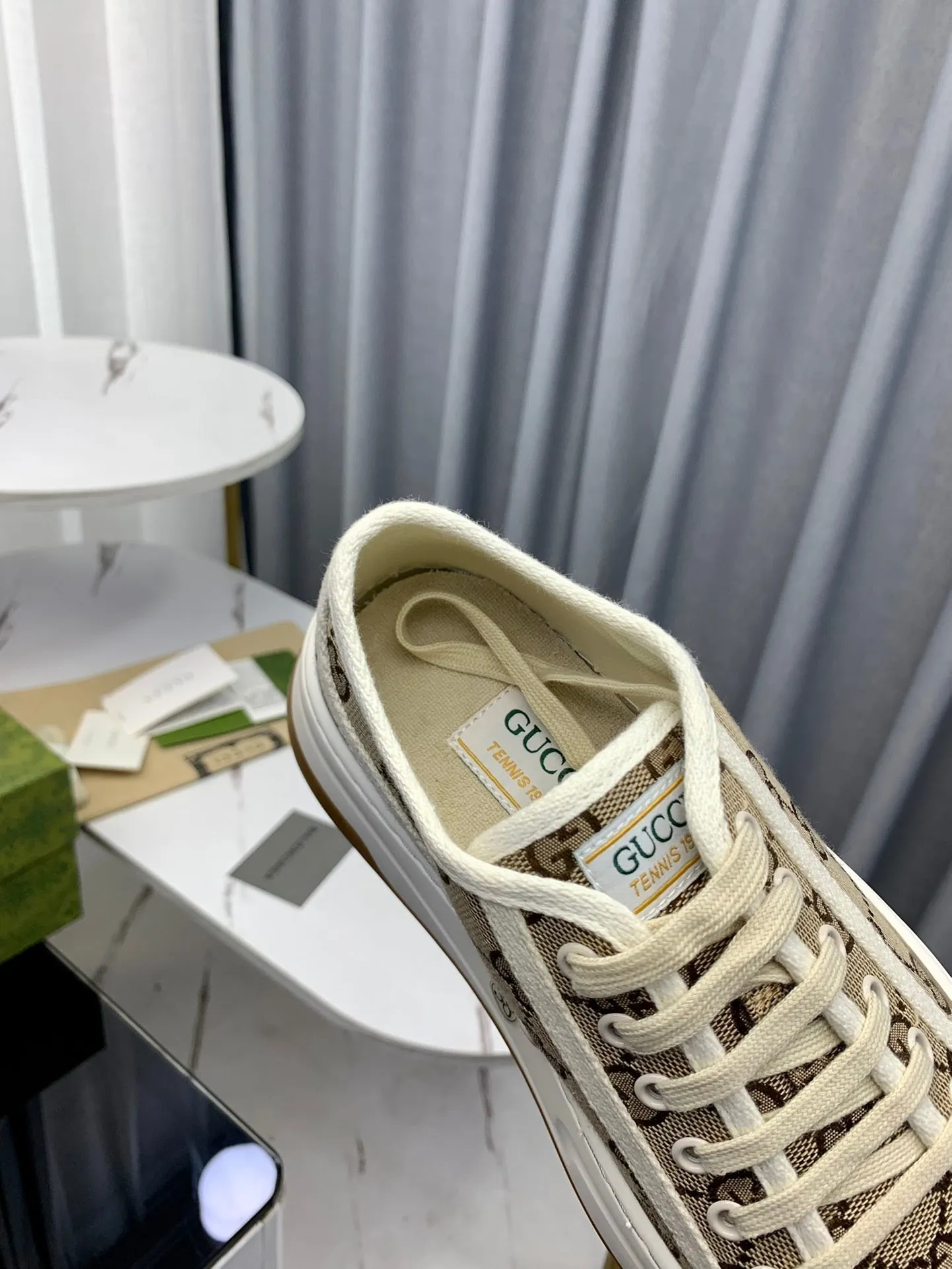 Autumn sale GG BROWN Gucci FLATFORM LIGHT Customer-focused CANVAS SNEAKER