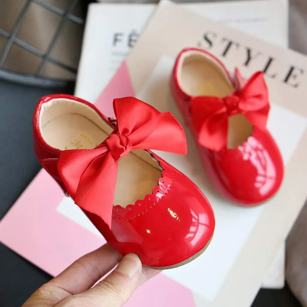 Baby Infant Girls Mary Jane Sneaker Rubber Sole Bow Strap Ankle Loafers School Dance Shoes Newborn Closed Toe Sandals