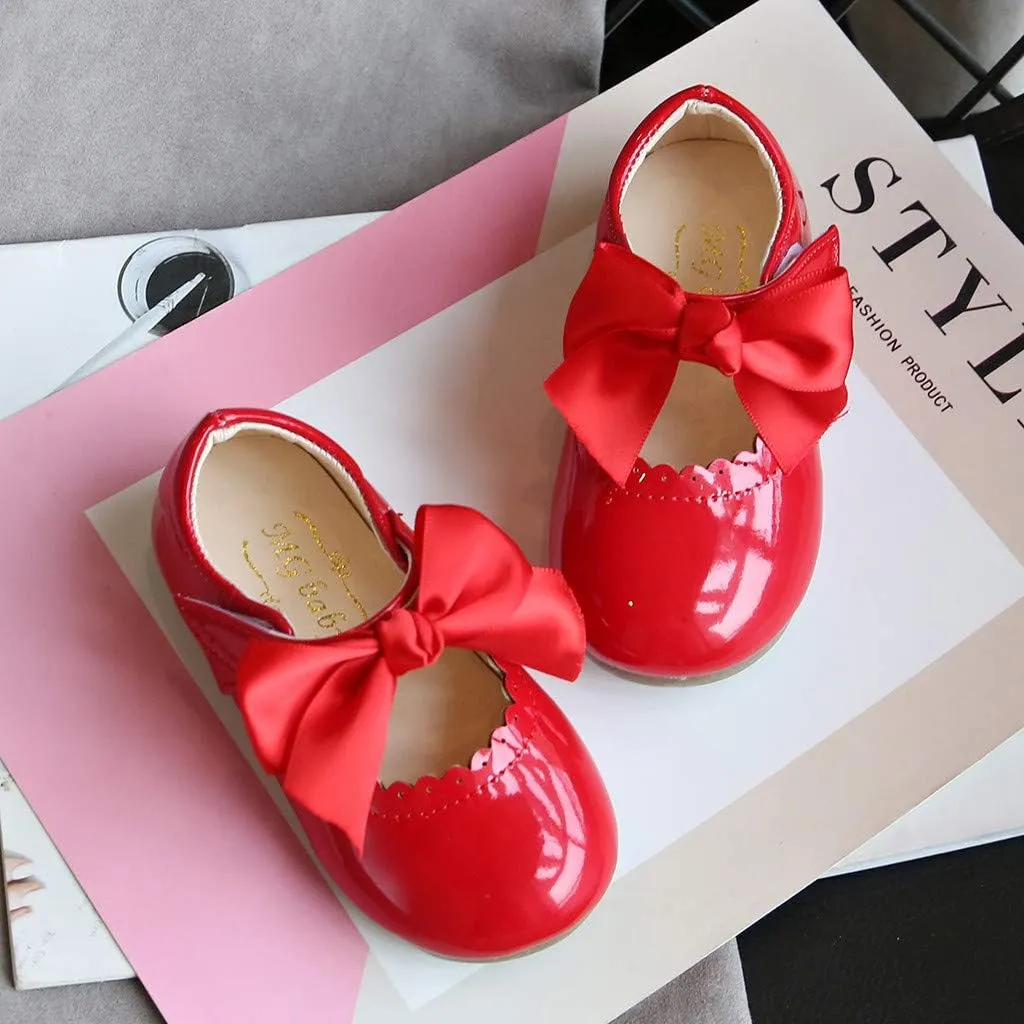 Baby Infant Girls Mary Jane Sneaker Rubber Sole Bow Strap Ankle Loafers School Dance Shoes Newborn Closed Toe Sandals