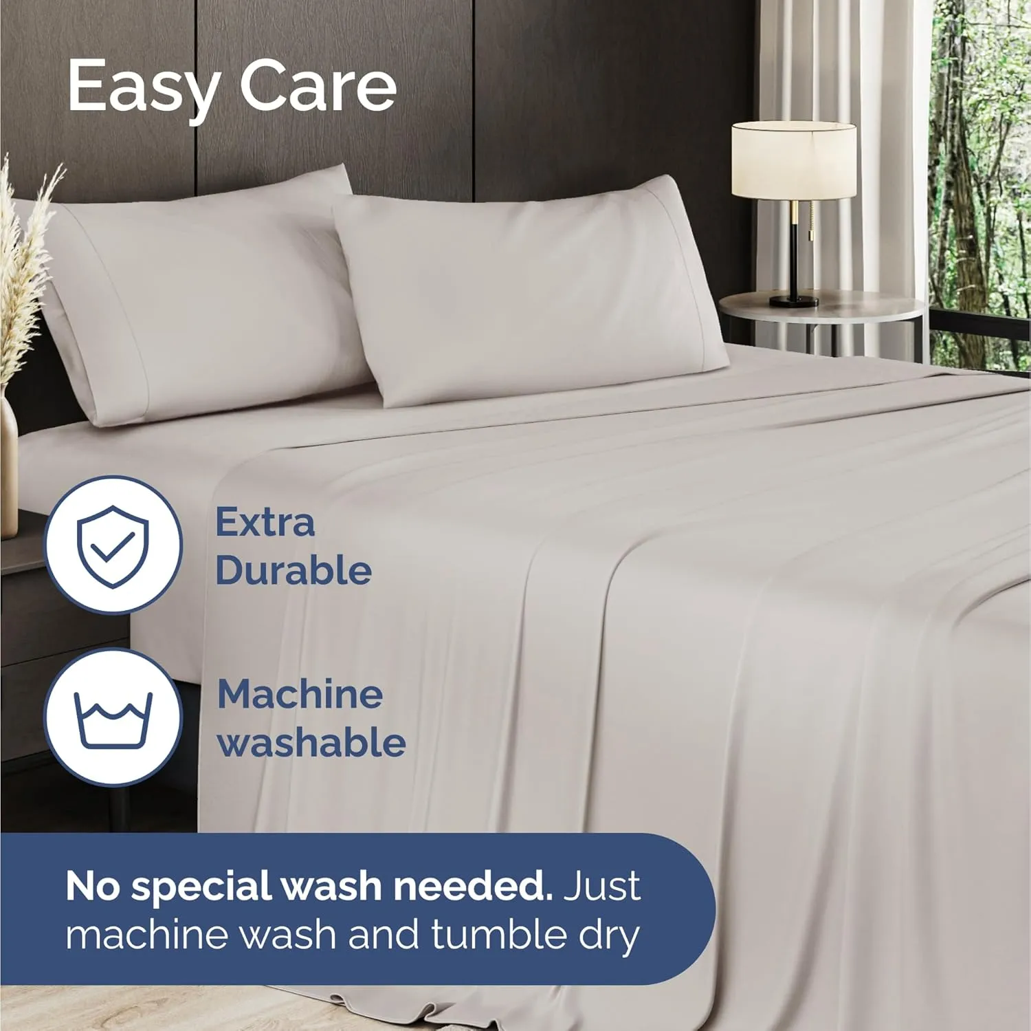Bamboo Sheets Cal King Size - Cooling Sheets for Cal King - 100% Rayon Derived from Bamboo - Ultra Soft Hotel Luxury Bedding - 1 Flat & 1 Fitted & 2 Pillowcases w/ 16 Inch Deep Pockets - Light Grey