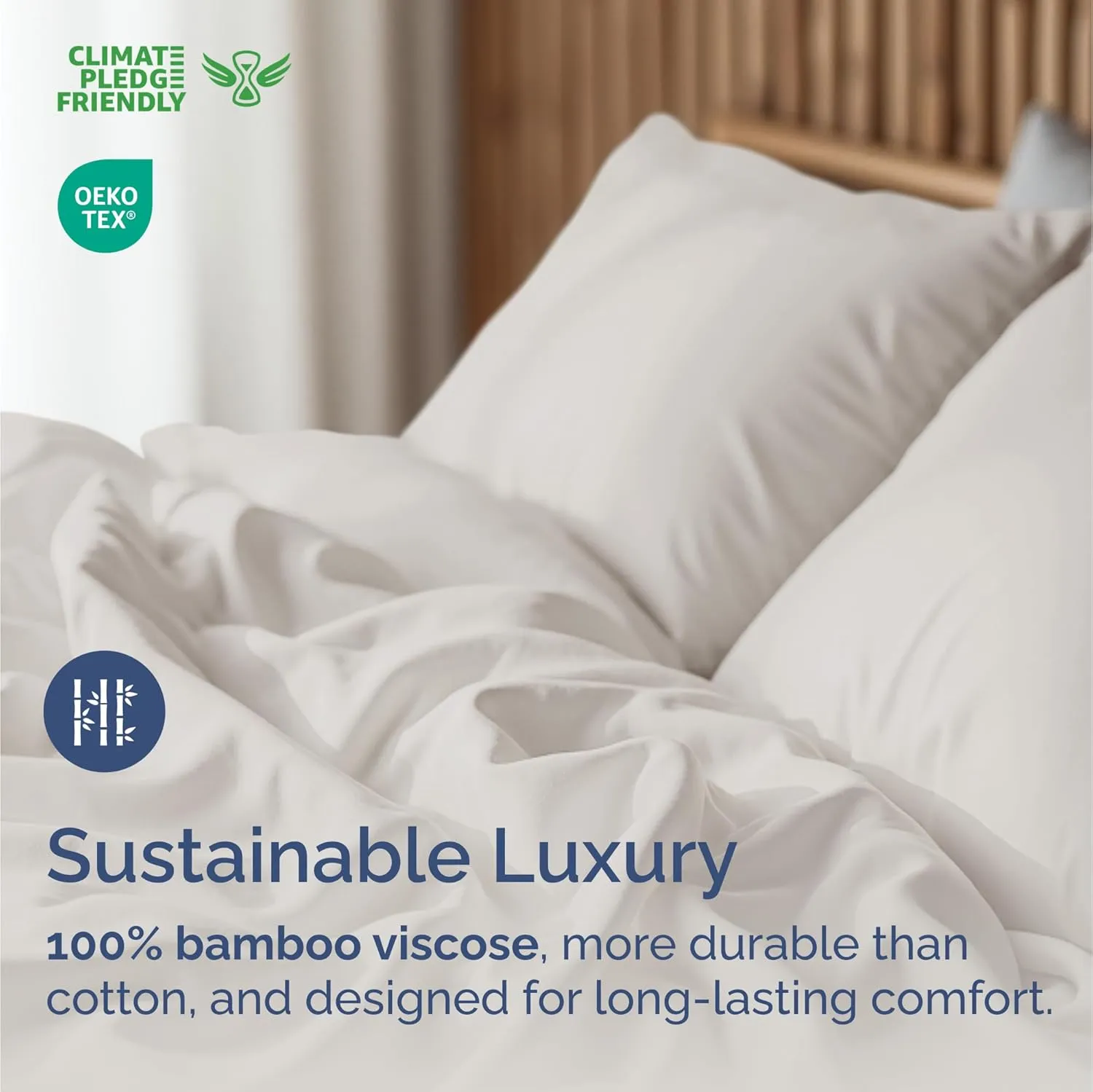 Bamboo Sheets Cal King Size - Cooling Sheets for Cal King - 100% Rayon Derived from Bamboo - Ultra Soft Hotel Luxury Bedding - 1 Flat & 1 Fitted & 2 Pillowcases w/ 16 Inch Deep Pockets - Light Grey