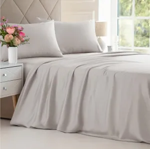 Bamboo Sheets Cal King Size - Cooling Sheets for Cal King - 100% Rayon Derived from Bamboo - Ultra Soft Hotel Luxury Bedding - 1 Flat & 1 Fitted & 2 Pillowcases w/ 16 Inch Deep Pockets - Light Grey