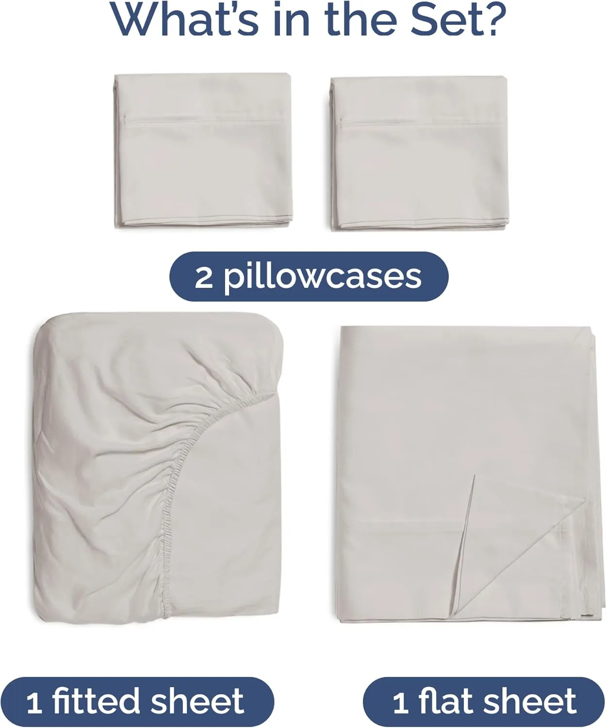 Bamboo Sheets Cal King Size - Cooling Sheets for Cal King - 100% Rayon Derived from Bamboo - Ultra Soft Hotel Luxury Bedding - 1 Flat & 1 Fitted & 2 Pillowcases w/ 16 Inch Deep Pockets - Light Grey