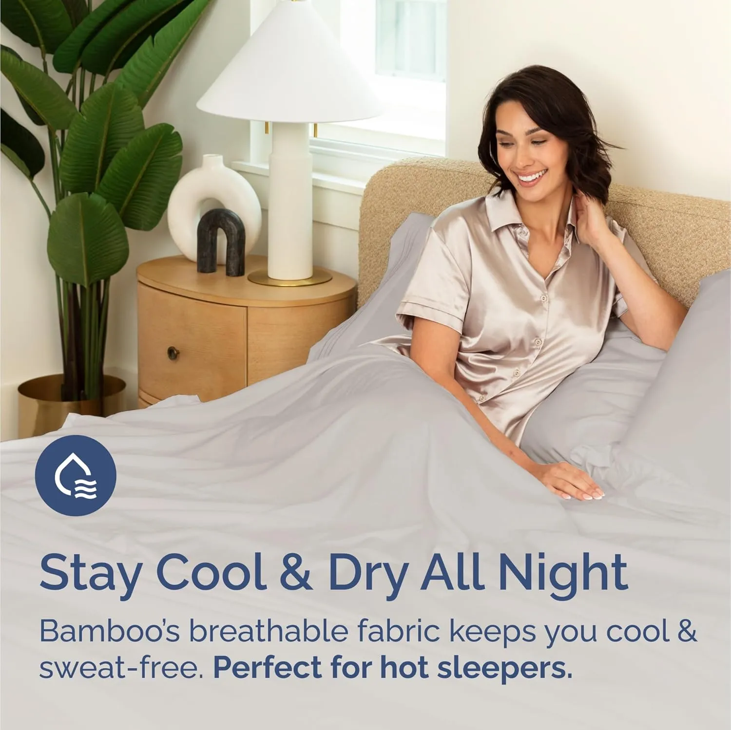 Bamboo Sheets Cal King Size - Cooling Sheets for Cal King - 100% Rayon Derived from Bamboo - Ultra Soft Hotel Luxury Bedding - 1 Flat & 1 Fitted & 2 Pillowcases w/ 16 Inch Deep Pockets - Light Grey