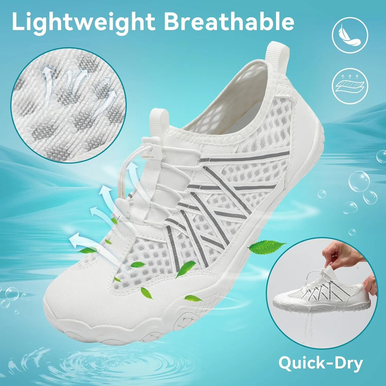 Barefoot Water Shoes for Women Men Wide Toe Box Lightweight Quick Dry Aqua Socks for Swim Beach Surf Boat Hiking Pool Walking Yoga