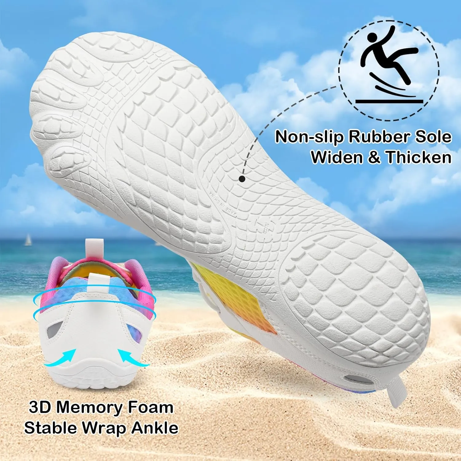 BARERUN Water Shoes Women Men Quick-Dry Wide Toe Athletic Hiking Water Sports Shoes Adjustable Zero Drop Barefoot Shoes for Beach Swim Kayaking Surfing Walking Training