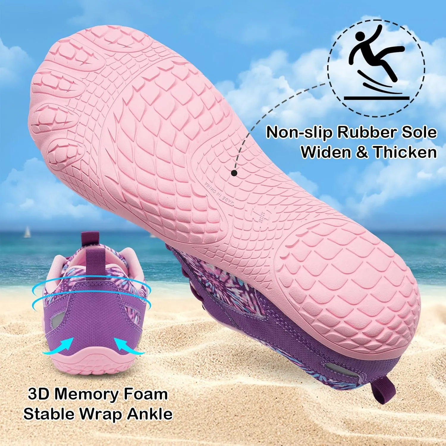 BARERUN Water Shoes Women Men Quick-Dry Wide Toe Athletic Hiking Water Sports Shoes Adjustable Zero Drop Barefoot Shoes for Beach Swim Kayaking Surfing Walking Training