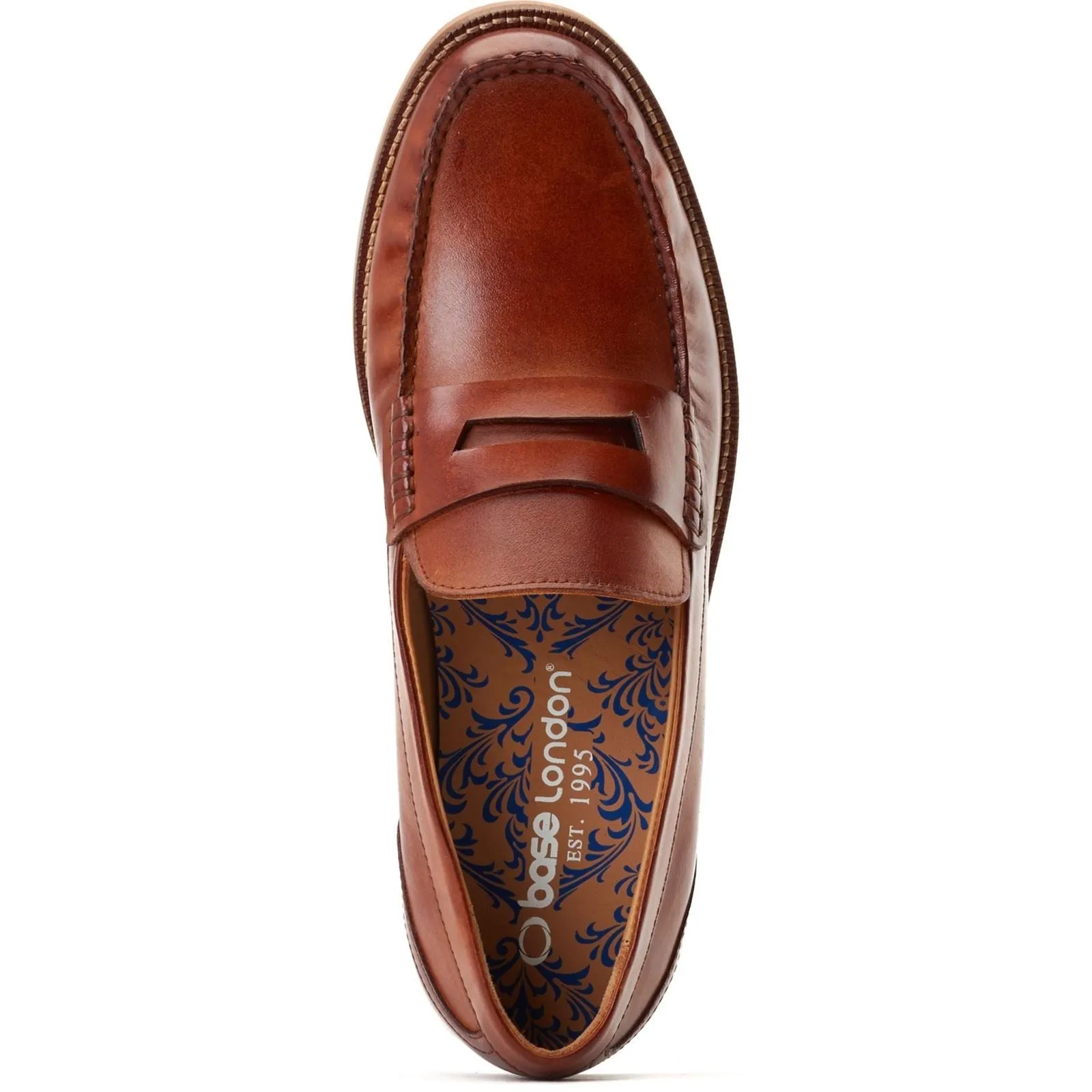 Base London Men's Garfield Penny Loafer in Burnt Tan