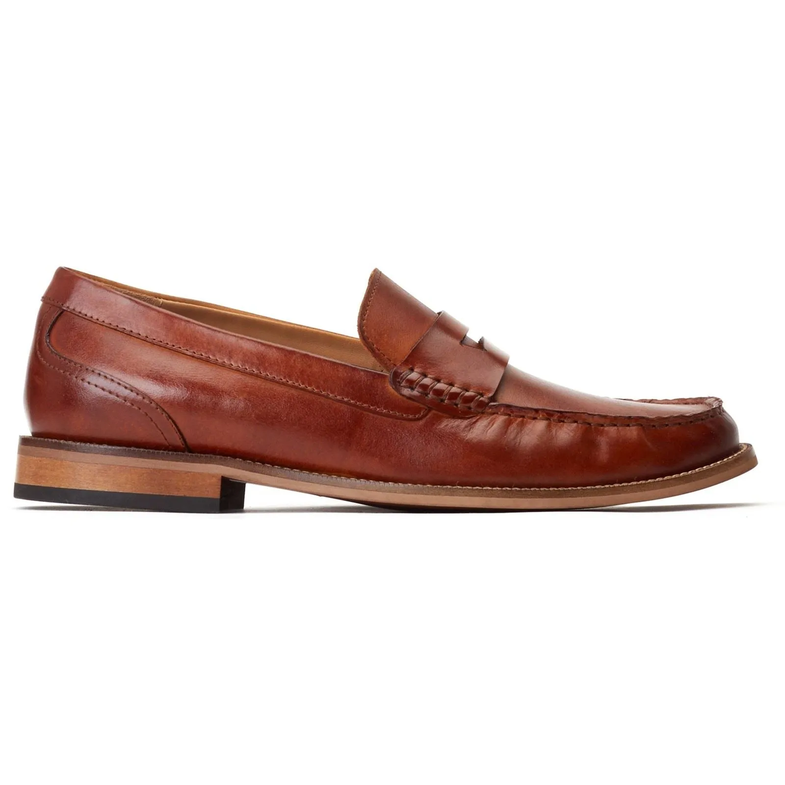 Base London Men's Garfield Penny Loafer in Burnt Tan