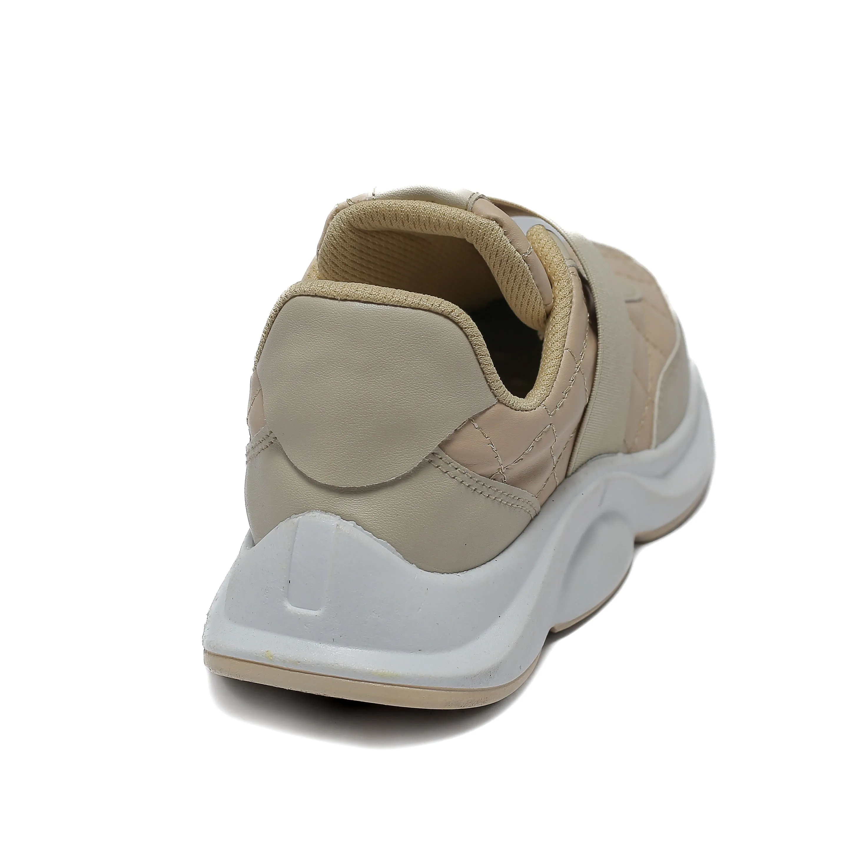Beige Quilted Slip-On Sneakers