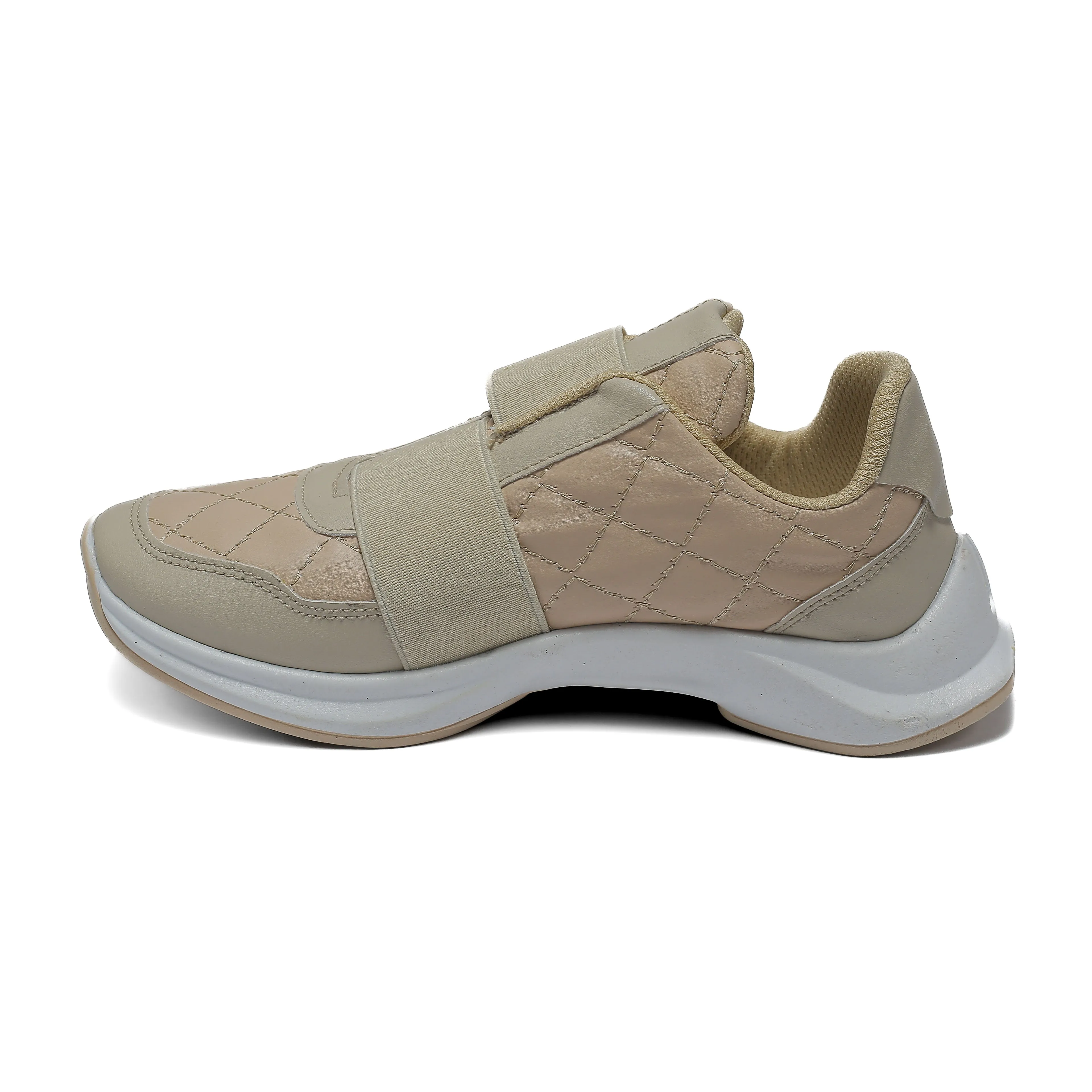 Beige Quilted Slip-On Sneakers