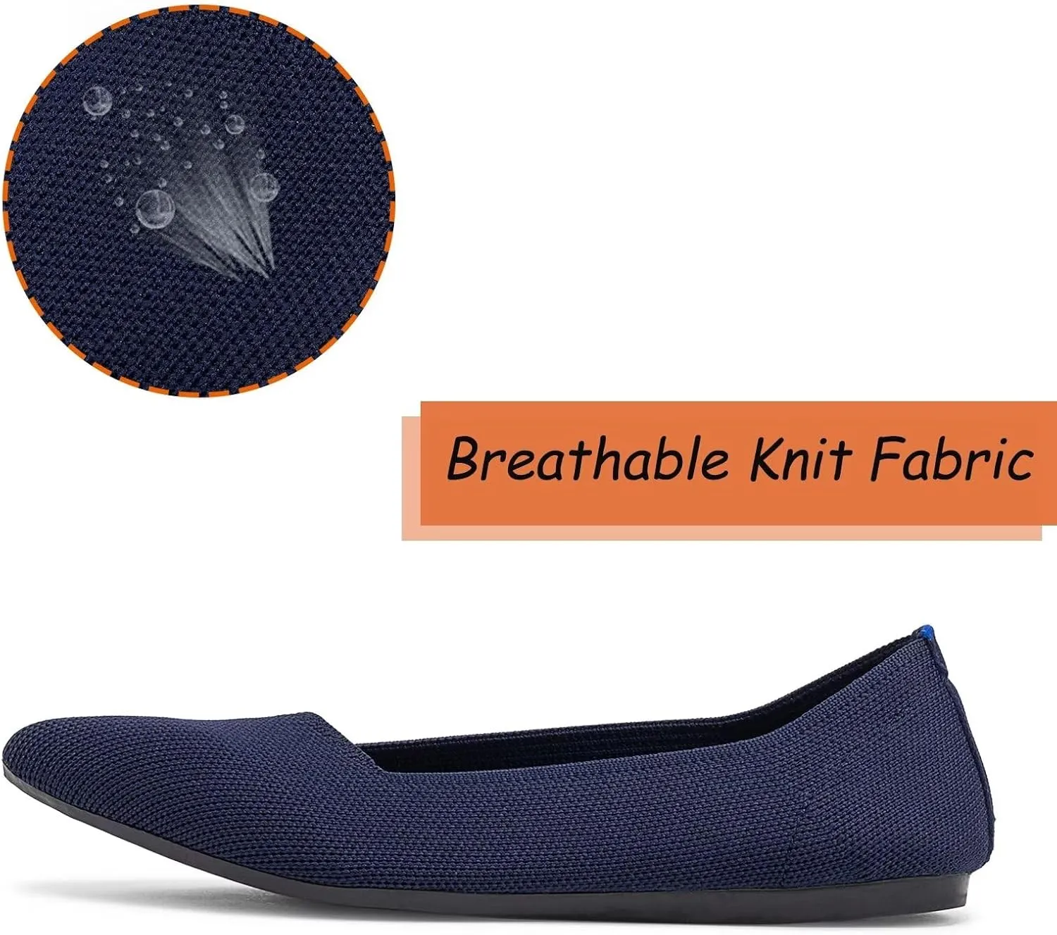BEJINASH Women's Flat Shoes Black Pointed Toe Dress Shoes Knit Slip On Shoes Comfortable Walking Shoes for Woman Lightweight