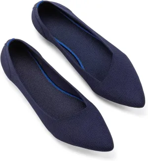BEJINASH Women's Flat Shoes Black Pointed Toe Dress Shoes Knit Slip On Shoes Comfortable Walking Shoes for Woman Lightweight