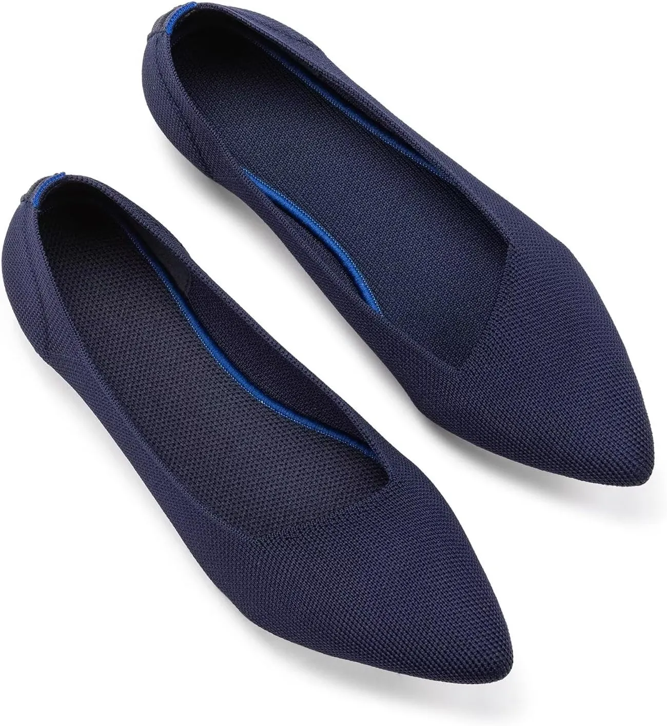 BEJINASH Women's Flat Shoes Black Pointed Toe Dress Shoes Knit Slip On Shoes Comfortable Walking Shoes for Woman Lightweight