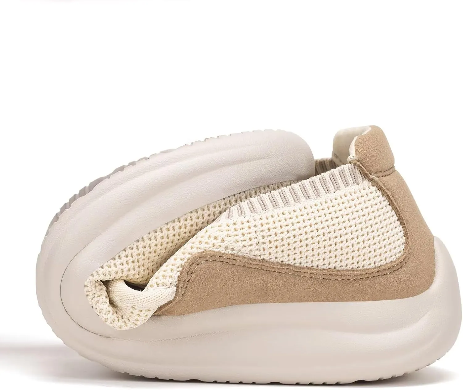 BEJINASH Women's Walking Shoes Wide Toe Box Knitted Slip-on Shoes for Women Comfortable and Soft Casual Work Loafer Shoes