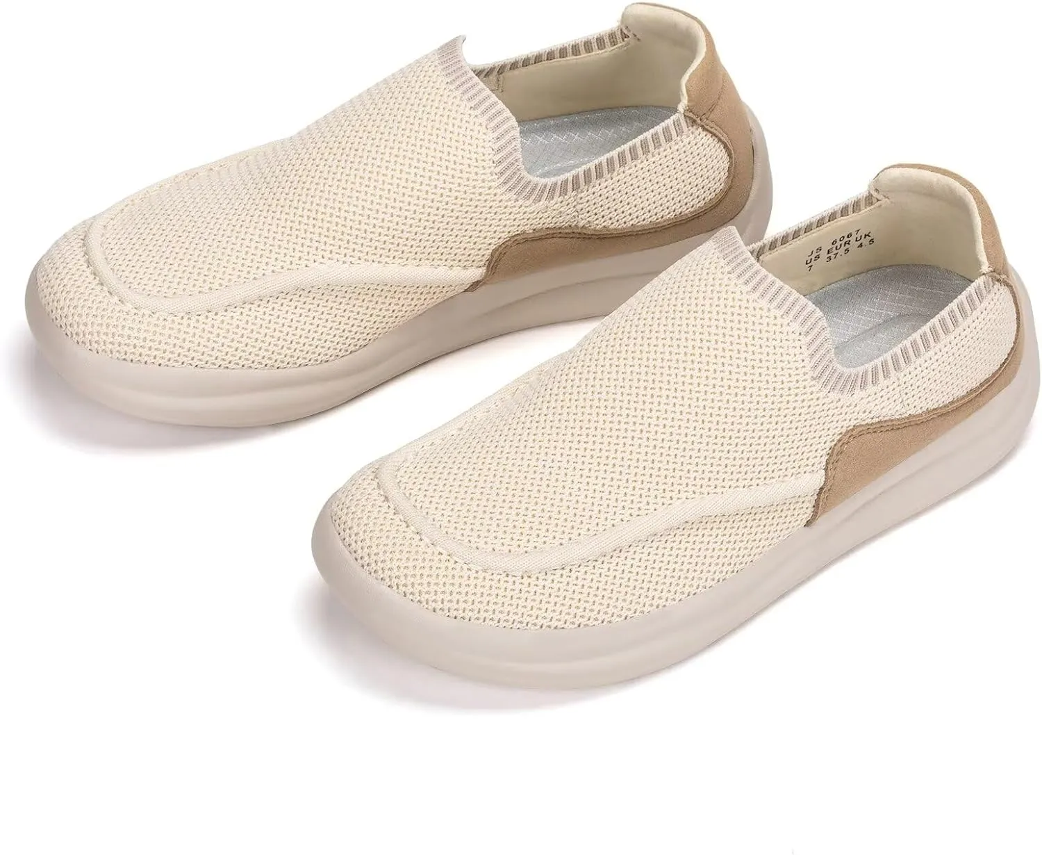 BEJINASH Women's Walking Shoes Wide Toe Box Knitted Slip-on Shoes for Women Comfortable and Soft Casual Work Loafer Shoes