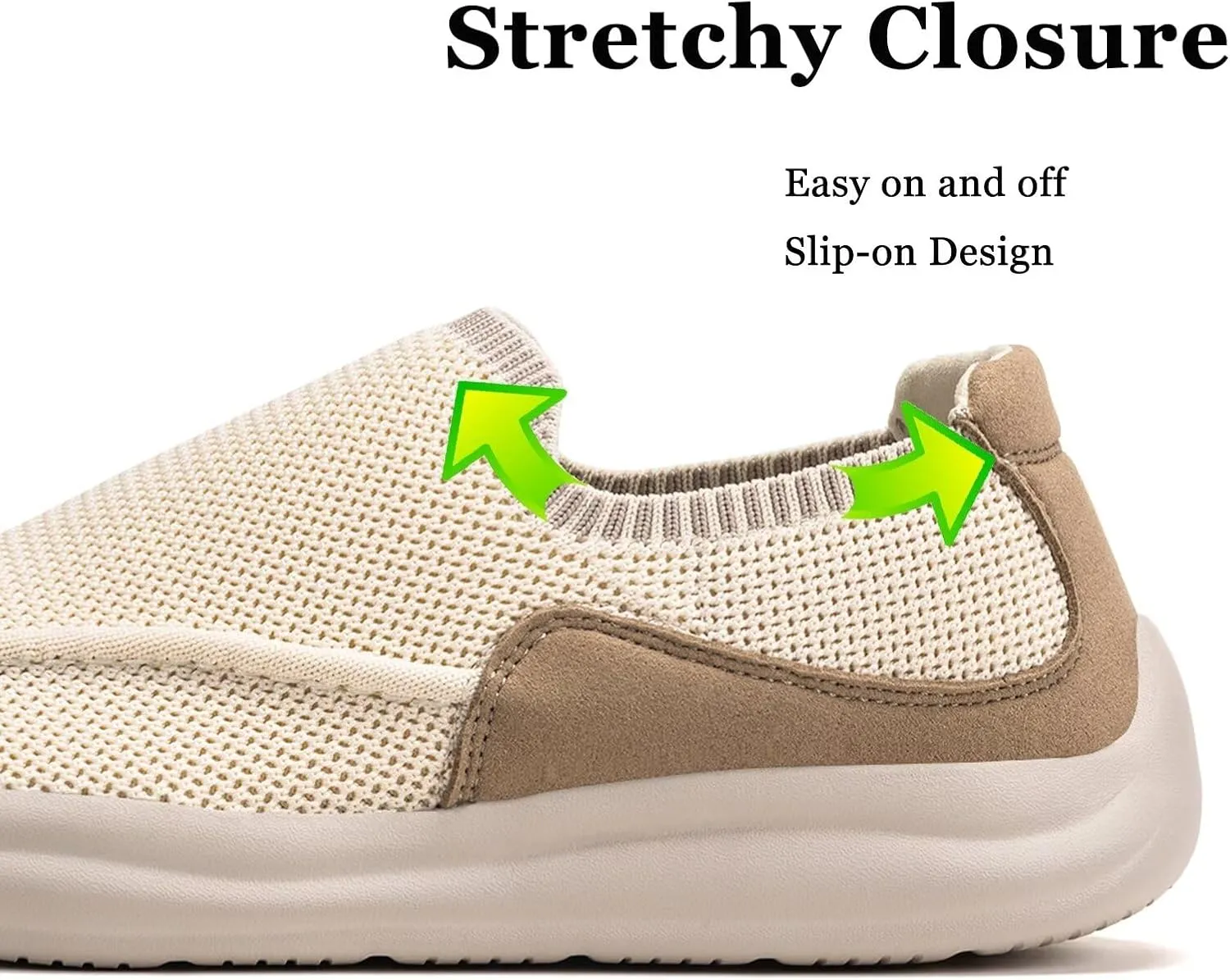 BEJINASH Women's Walking Shoes Wide Toe Box Knitted Slip-on Shoes for Women Comfortable and Soft Casual Work Loafer Shoes