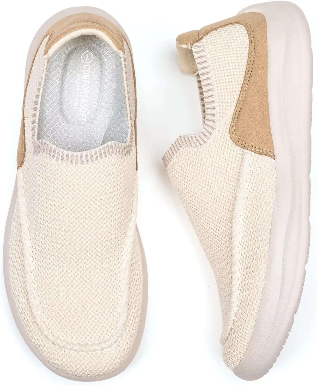 BEJINASH Women's Walking Shoes Wide Toe Box Knitted Slip-on Shoes for Women Comfortable and Soft Casual Work Loafer Shoes