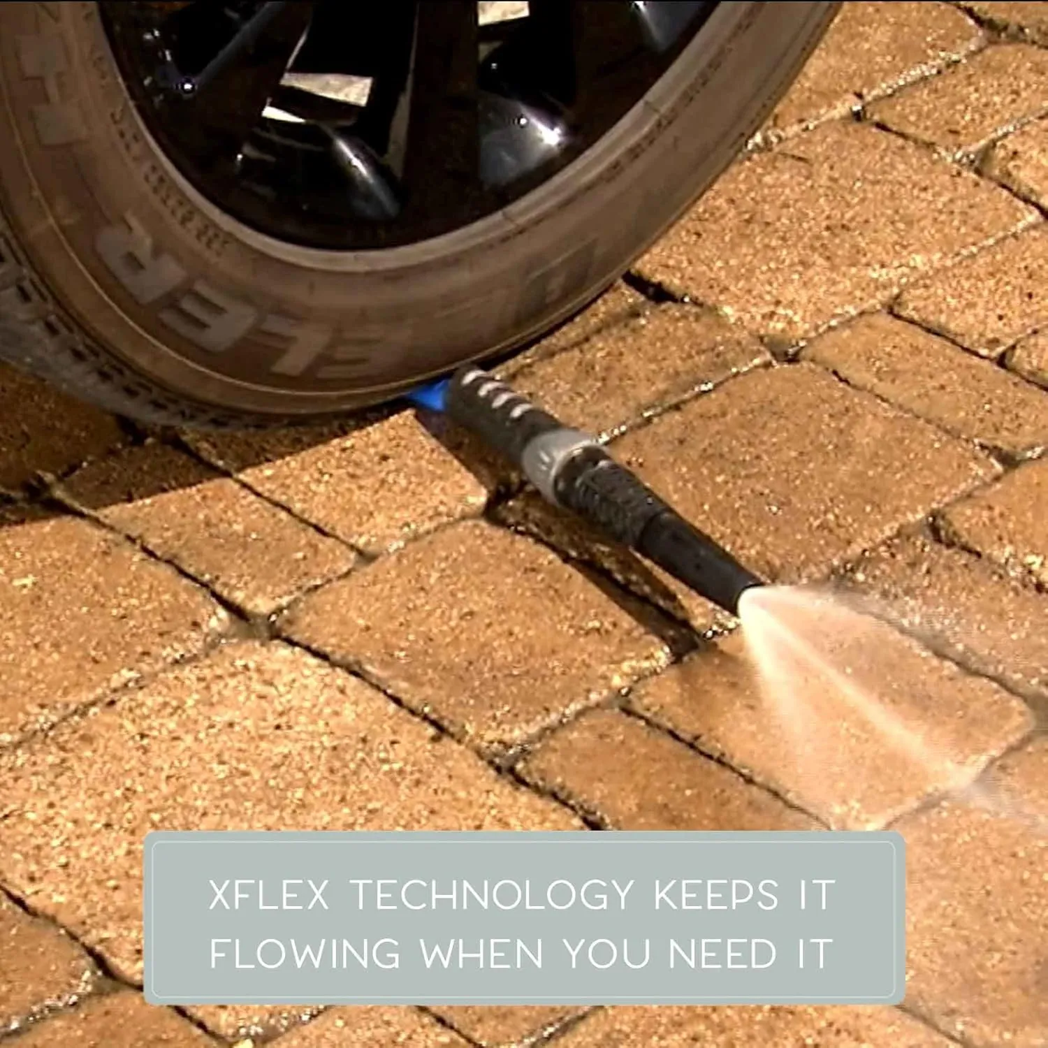 Bernini No Kink 100' Rubber Garden Hose is Lightweight, Compact and Keeps Water Flowing with XFlex Technology, 5/8 in. x 100 ft, Lays Flat for Easy Storage, Expands for High Flow Rate (100', Blue)