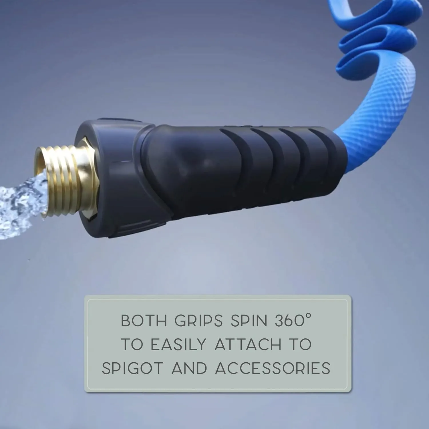 Bernini No Kink 100' Rubber Garden Hose is Lightweight, Compact and Keeps Water Flowing with XFlex Technology, 5/8 in. x 100 ft, Lays Flat for Easy Storage, Expands for High Flow Rate (100', Blue)