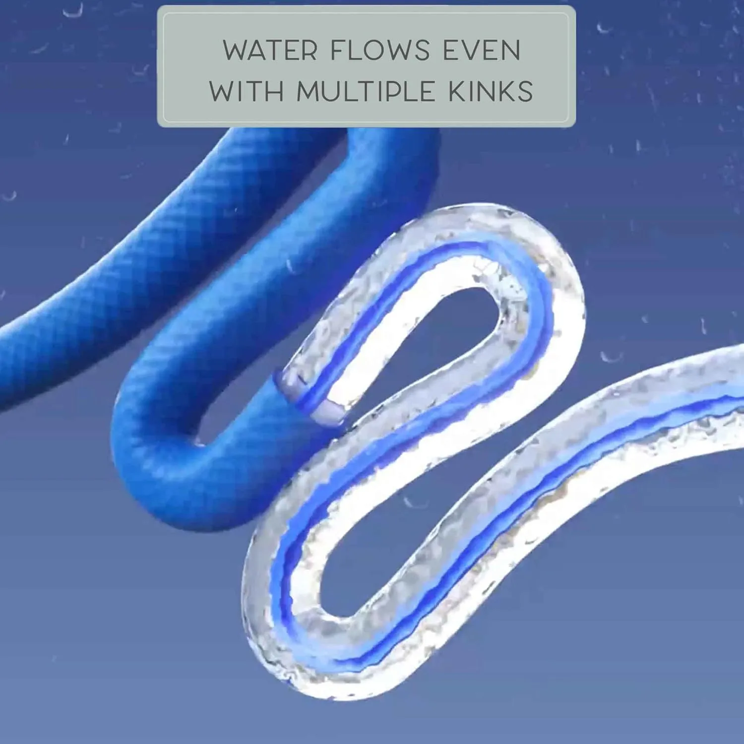 Bernini No Kink 100' Rubber Garden Hose is Lightweight, Compact and Keeps Water Flowing with XFlex Technology, 5/8 in. x 100 ft, Lays Flat for Easy Storage, Expands for High Flow Rate (100', Blue)