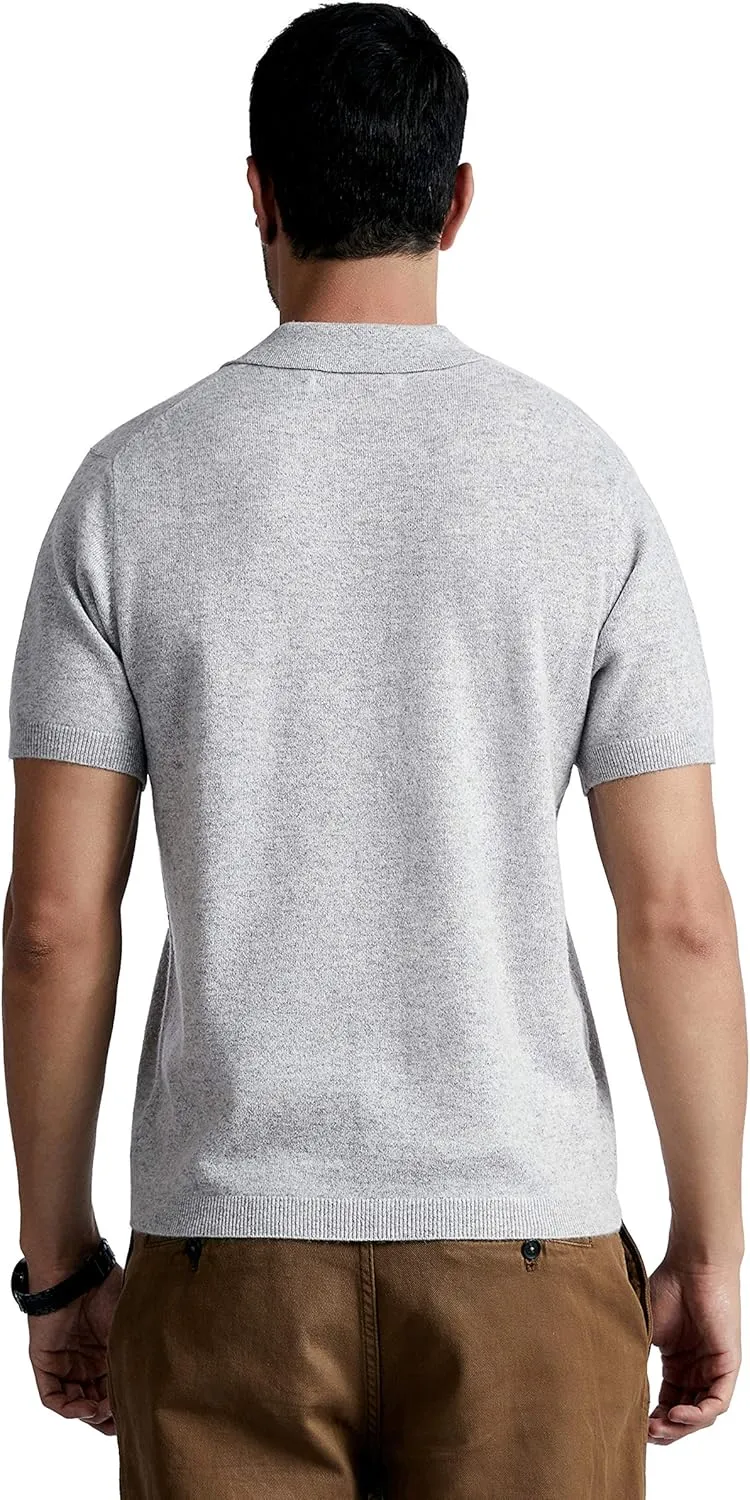 BEYOND FASHION Men's Polo Shirt Short Sleeve Soft Light Weight - 100% Pure Cashmere