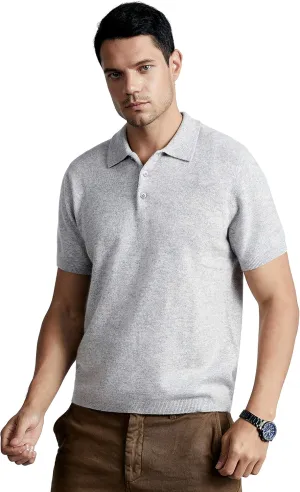 BEYOND FASHION Men's Polo Shirt Short Sleeve Soft Light Weight - 100% Pure Cashmere