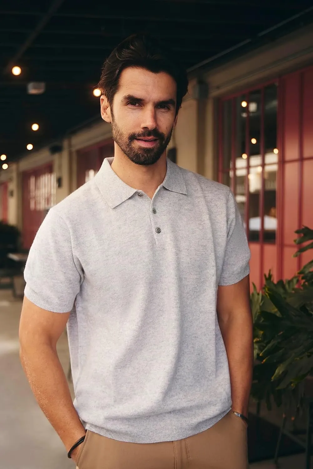 BEYOND FASHION Men's Polo Shirt Short Sleeve Soft Light Weight - 100% Pure Cashmere