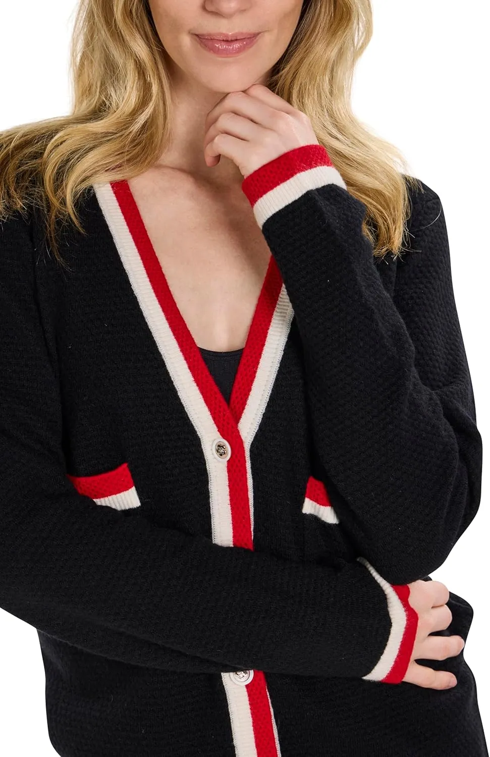 BEYOND FASHION Women Cardigan Sweater V neck Button Front - 100% Pure Cashmere