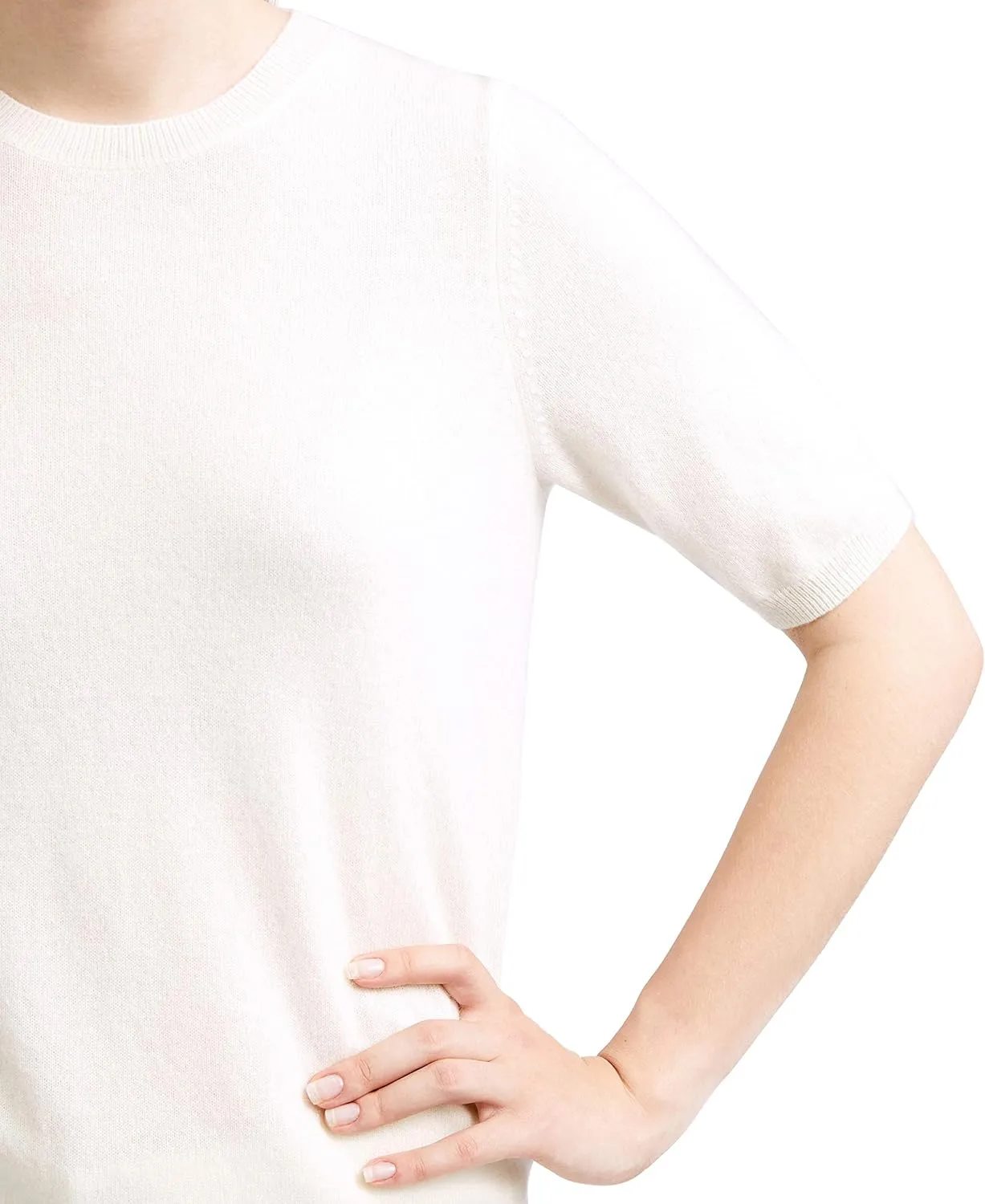 BEYOND FASHION Women's T Shirt Crew Neck Short Sleeve Pullover -100% Pure Cashmere - Heavenly Soft