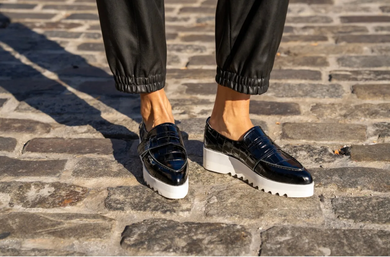 Black Croco Loafers