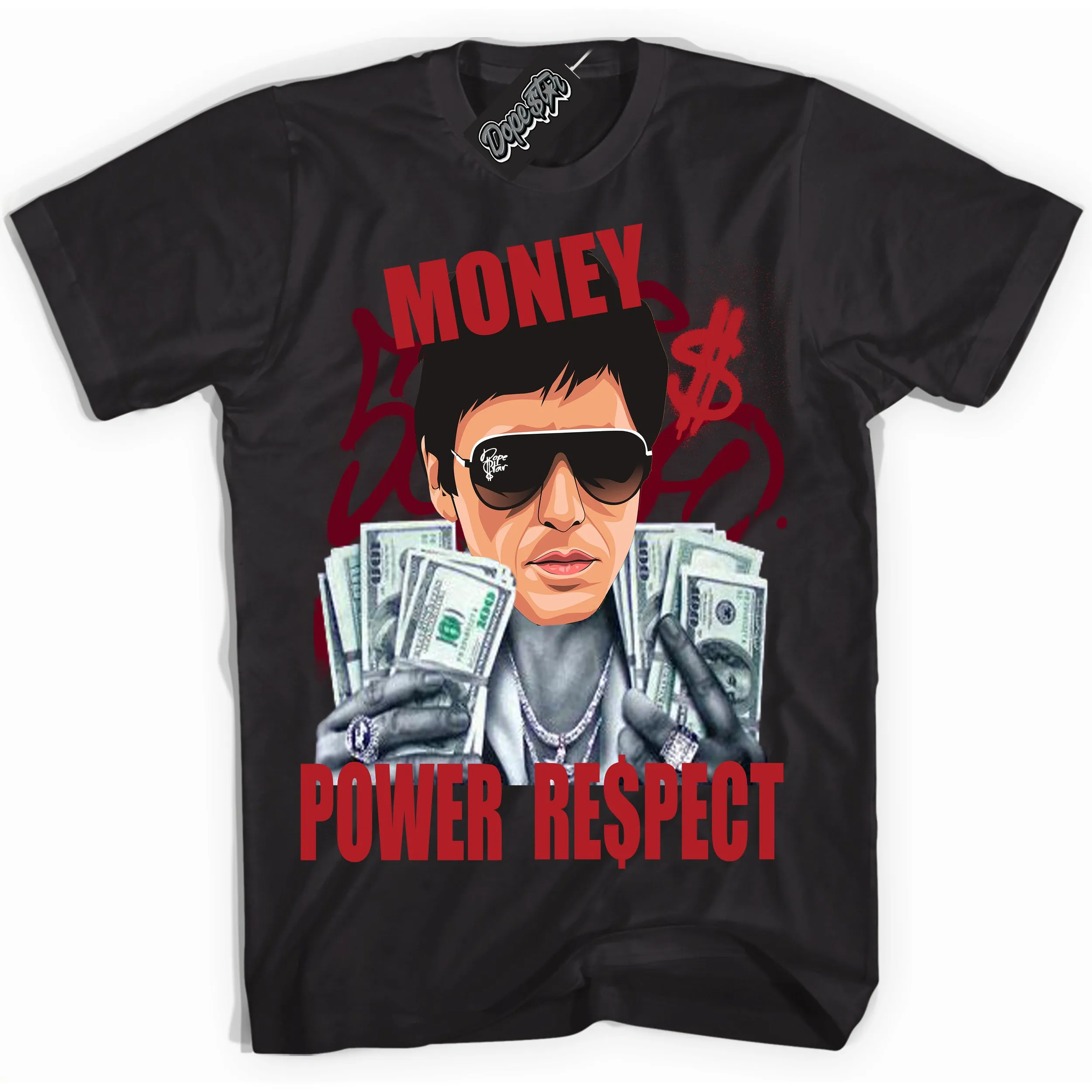 Black Toe Bright Crimson Dunk Sneaker Shirt Tony Montana Graphic