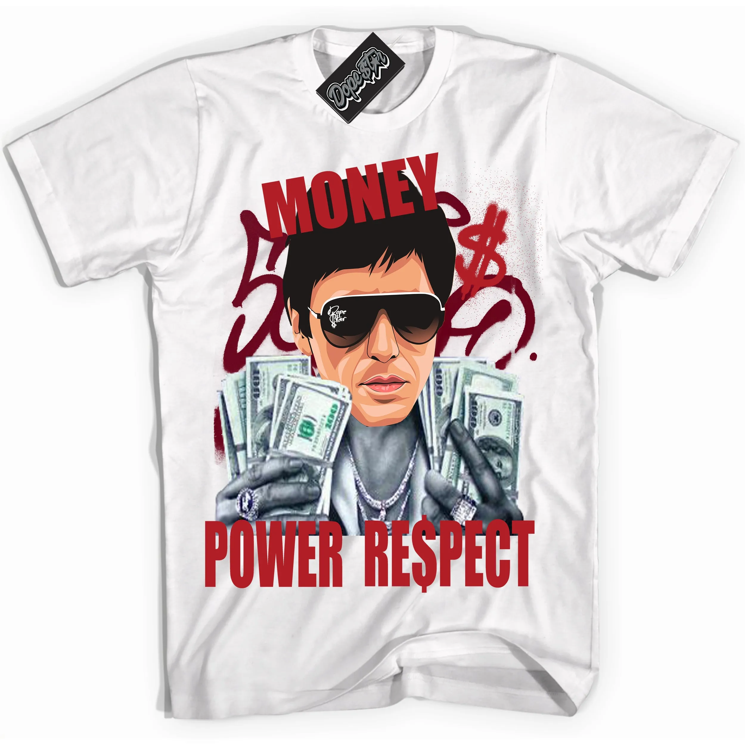 Black Toe Bright Crimson Dunk Sneaker Shirt Tony Montana Graphic