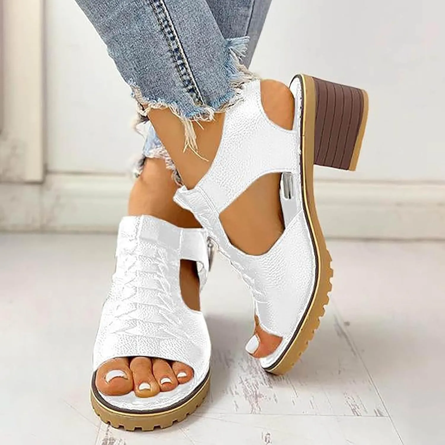 Block Heel Sandals for Women,Comfortable Open Toe Low Chunky Heels Dress Sandal Womens Mid Women‘s Dressy Summer Side Zipper Ankle Strap Classic Fashion Party Straps Comfortable Walking Shoes