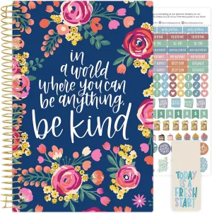 bloom daily planners UNDATED Weekly & Monthly Calendar Planner - Start Anytime To Do List Notebook - Flexible Cover, Task Organizer for Productivity (5.5” x 8.25”) January to December Agenda - Be Kind