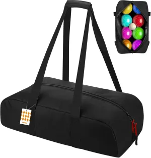 Bocce Set Carry Bag,[840D Oxford cloth] Portable Bocce Ball Carrying Case Can Hold 8 Bocci Balls, For Carrying Bocce Game Equipment to Backyard Lawn Beach Yard and Other Outdoor Areas(Bag Only)