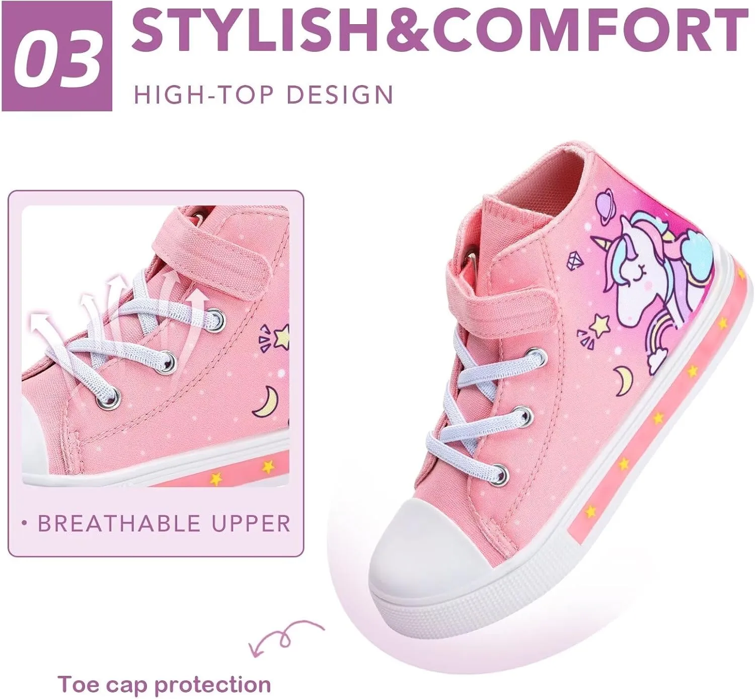 Boys Girls Light Up Sneakers Toddler Canvas High Top Fashion Sneaker Kids Casual Walking Shoes