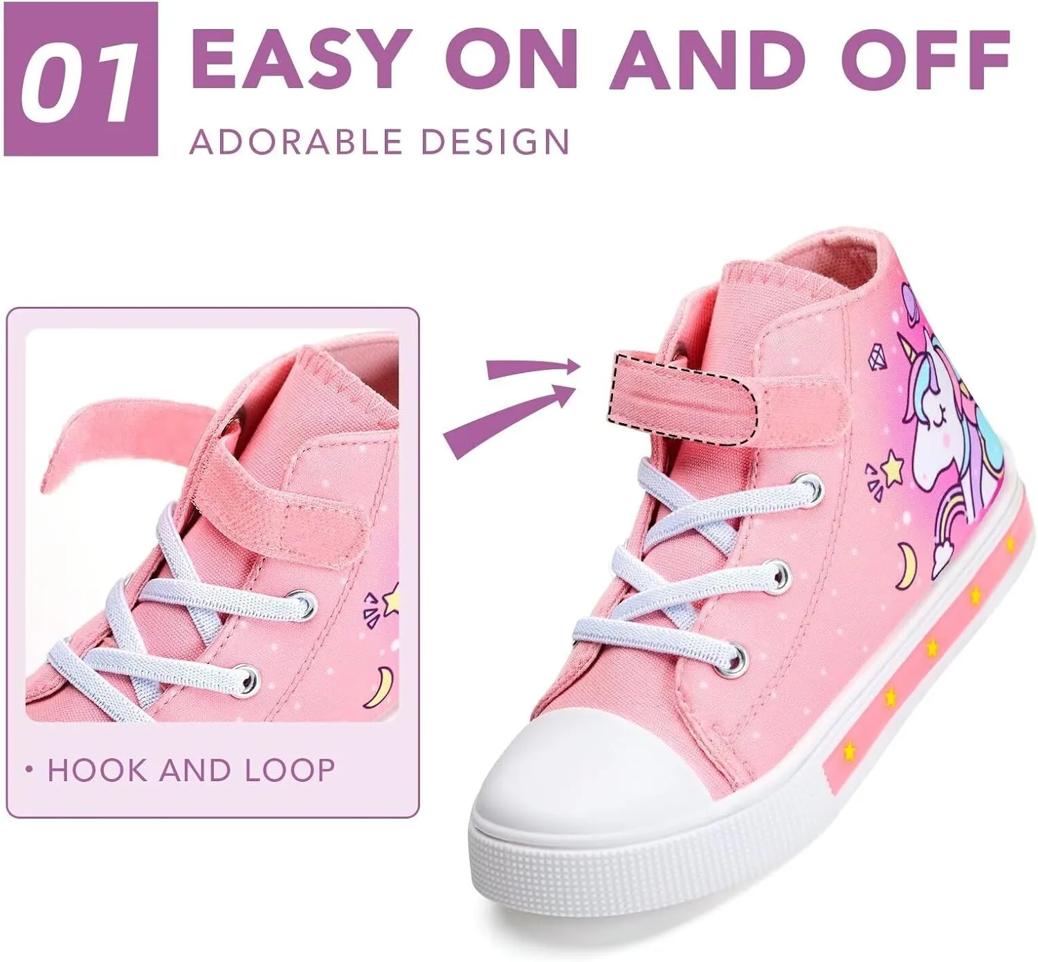 Boys Girls Light Up Sneakers Toddler Canvas High Top Fashion Sneaker Kids Casual Walking Shoes