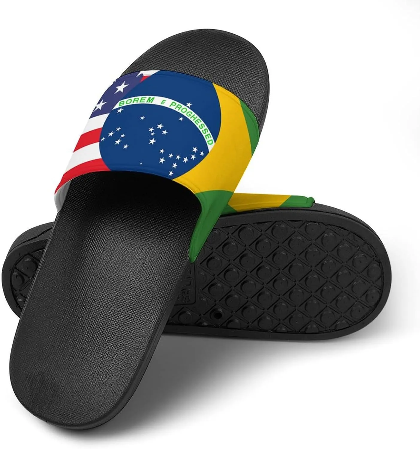 Brazil U.S. Friendship Flag House Sandals Non-Slip Bathroom Slippers Beach Summer Shoes for Men Women