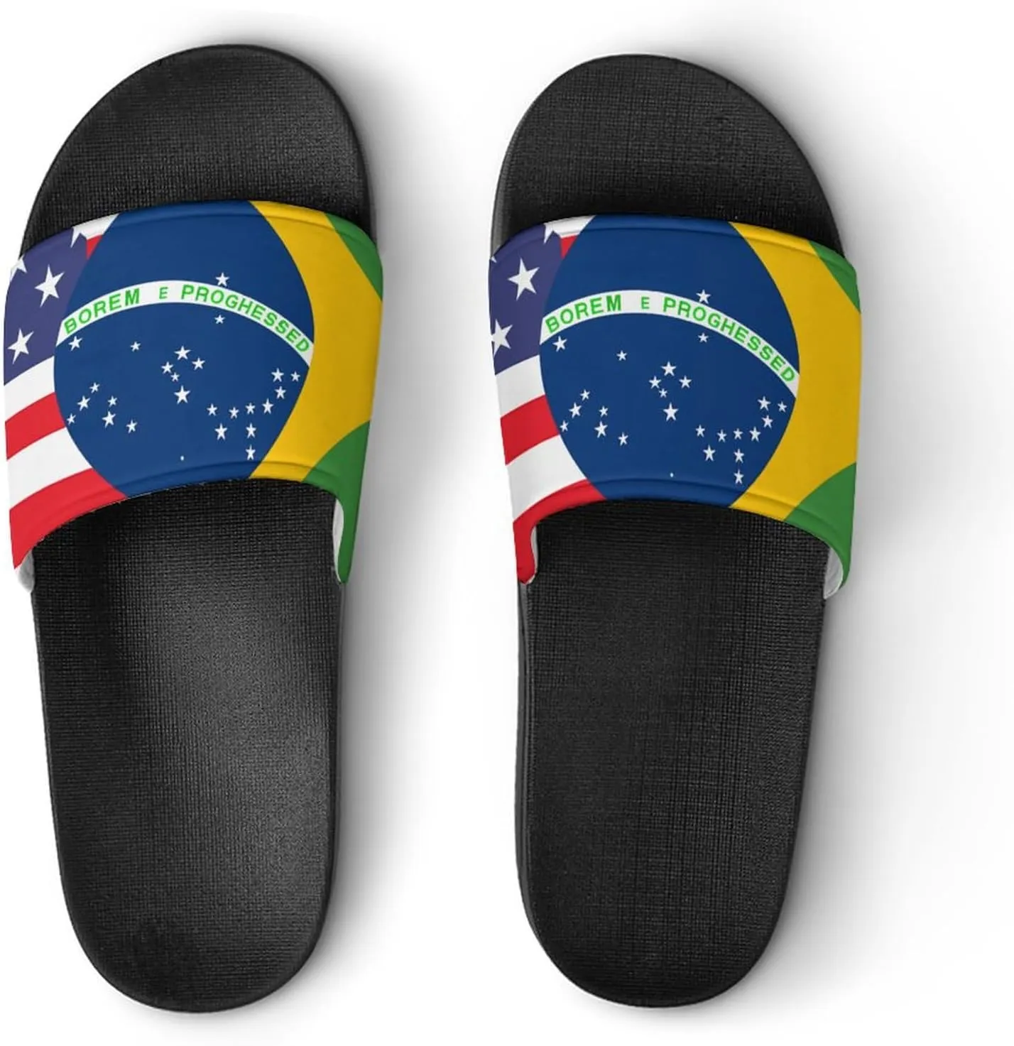 Brazil U.S. Friendship Flag House Sandals Non-Slip Bathroom Slippers Beach Summer Shoes for Men Women