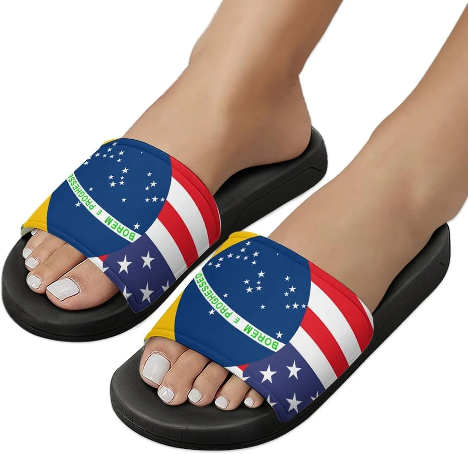 Brazil U.S. Friendship Flag House Sandals Non-Slip Bathroom Slippers Beach Summer Shoes for Men Women
