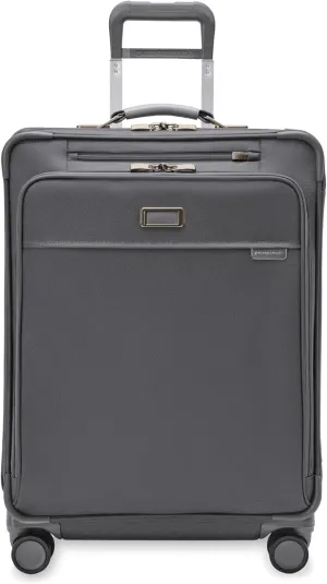Briggs & Riley 26" Medium Expandable Spinner - Checked Luggage for Travel, Suitcases with Wheels, Softside Rolling Bag for Men & Women, Self-Repairing Zipper - Baseline Collection, Steel Gray